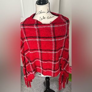 NWT scarlet and grey poncho